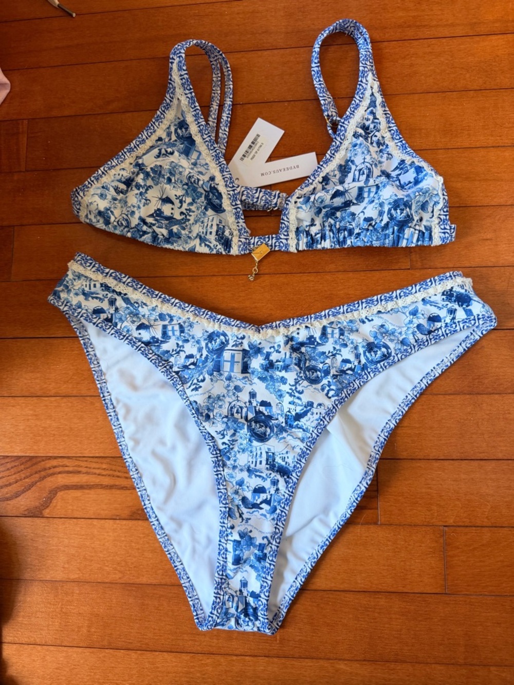 Bydee Blue Toile Print Two-Piece Bikini Set - Women's Swim